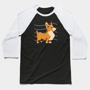 Pixelated Corgi Doge Funny Dog Art Baseball T-Shirt